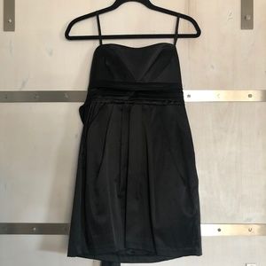 Black satin dress with back bow